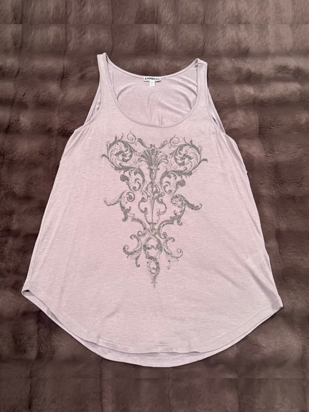 EXPRESS Open Back Tank Top - Glitter & Rinestone Design (XS) - NWOT